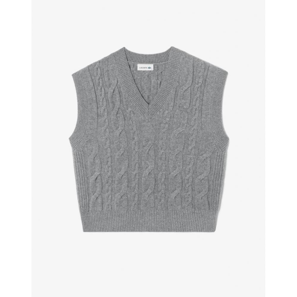 

Lacoste Womens Cable V Neck Vest Af310e 54n Uwc 036