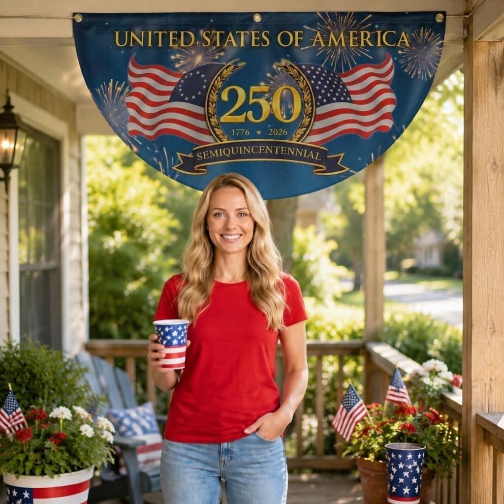 STATES OF AMERICA 250th Anniversary Independence Day Semi-Quincentennial Flag 1776 2026 Decorative Hanging Outdoor Indoor Display
