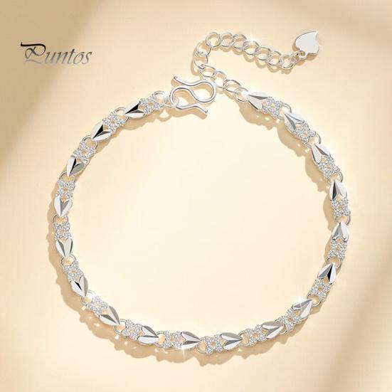 Damen-Armband mit Glücksklee, Herzform, verstellbare Länge, glatte Oberfläche, Jahrestag, Geburtstag, Weihnachten