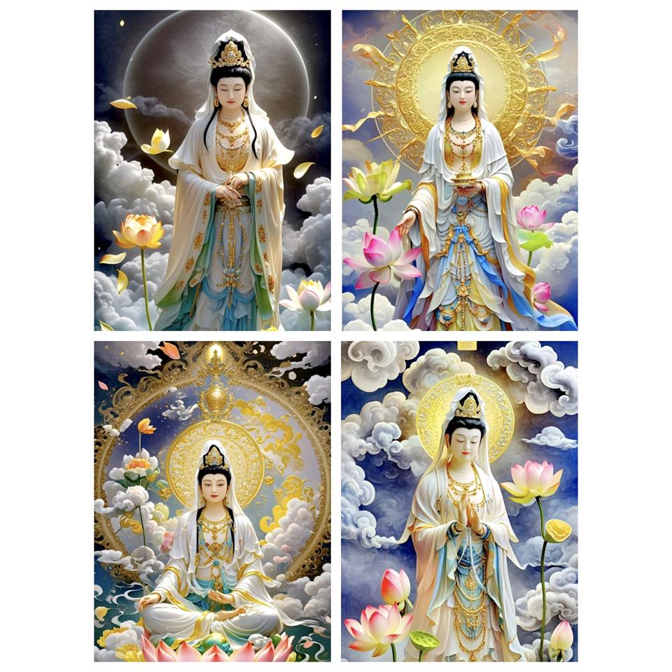 Neues 5D Guanyin Bodhisattva Muster Diamantmalerei Mosaik Stickerei Voll Quadratischer und Runder Diamant Groß Heimdekoration DIY
