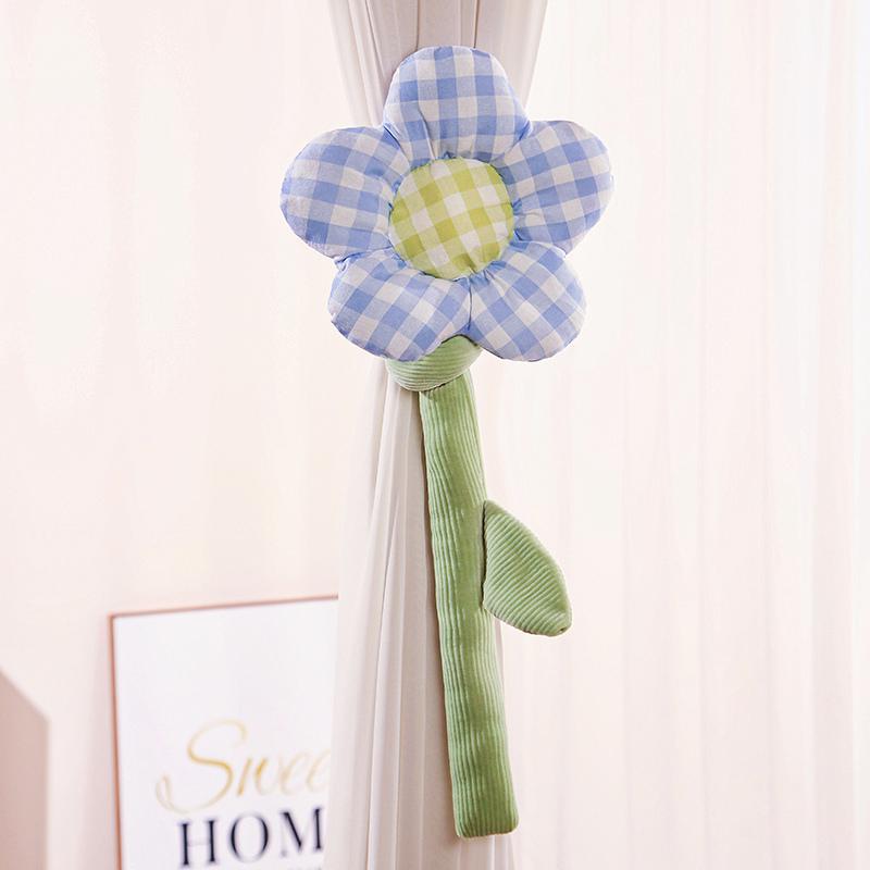 90cm Cartoon Household Toys Multifunctional Lattice Sunflowers Plush Plants Baby Bed Decor Room Decoration Curtain Buckle Gifts