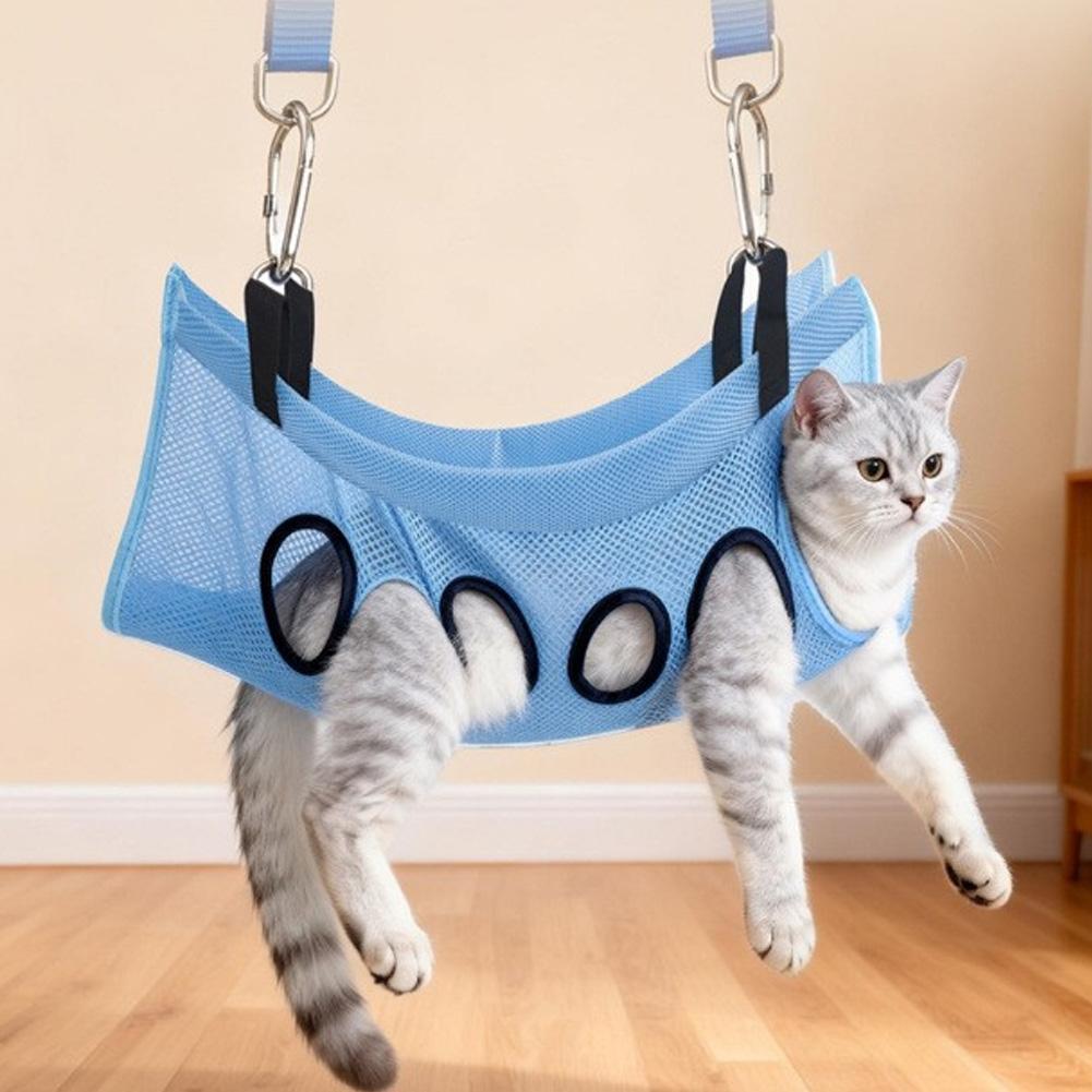 Pet Grooming Hammock Stand Foldable Cat Dog Bathing Rack Quick Dry Mesh Nail Trimming Holder for Small Medium Pets
