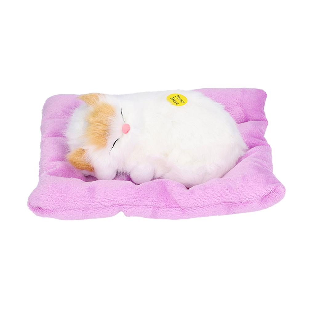 Fake Cats Sleeping Kitten Doll Toy Simulation Sleeping Cat On Pad Interactive Pet Toy with Sound
