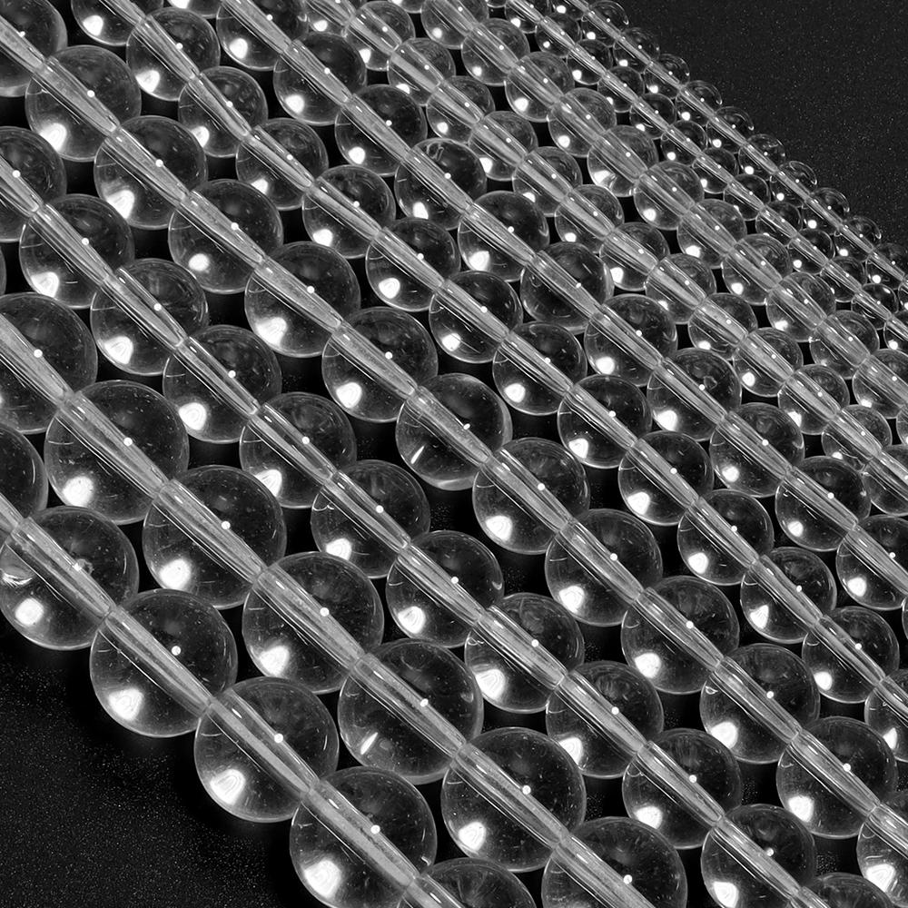 1 Strand Transparent Glass Beads 4/6/8/10/12mm Clear White Round Loose Beads For Jewelry Making DIY Necklace Bracelets Supplies