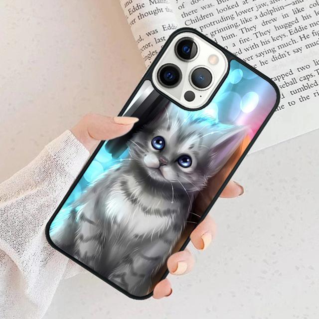 Cute Cat Animal Phone Case For iPhone 17 Air 15 16 Cover  11 13 14 Pro Max 12 Plus Max Fundas