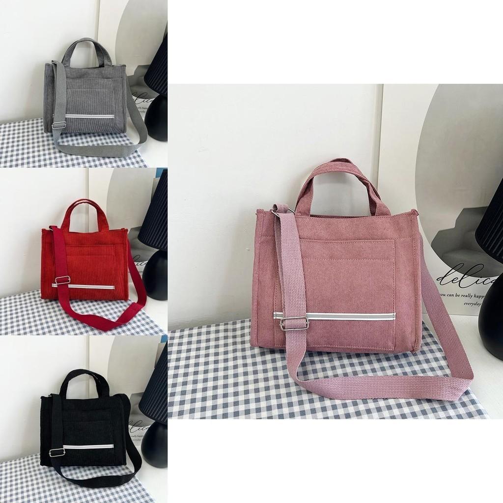 Trendy Corduroy Tote Bag For Women Stylish Large Capacity Shoulder Handbag
