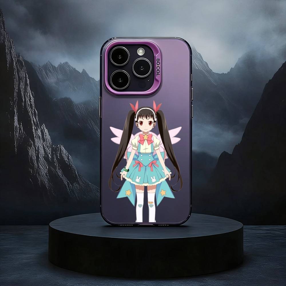 H-Hachikuji Mayoi Cute Phone Case For iPhone17,16,15,14,13,12,11 Plus,Pro Max Black Candy silver phone case
