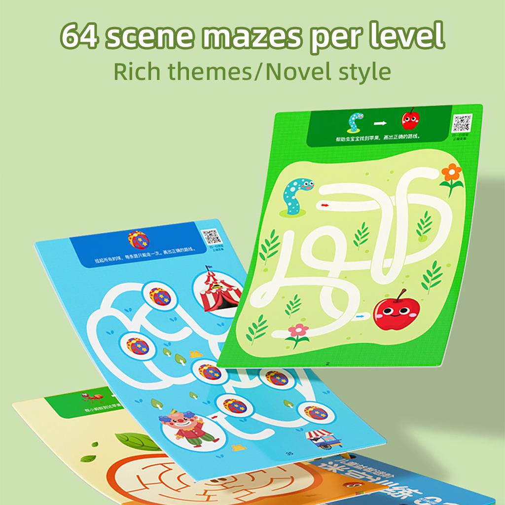 15/32 Sheets Reusable Maze Cards for Kids 3 Beginner Level Kids Activity Busy Amazing Mazes Books with Pens Chidren Puzzles Fine