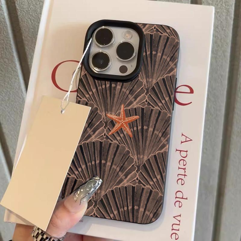 Summer Shell Starfish Lychee Texture Phone Case For iPhone 17 16 15 14 13 12 11 Pro Max 15 Plus 17 Air Silicone Soft Cover