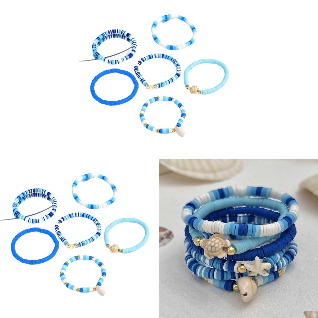 Bohemian Ocean Style Handmade Soft Clay Bracelet With Shell Beads For Summer Travel Gift