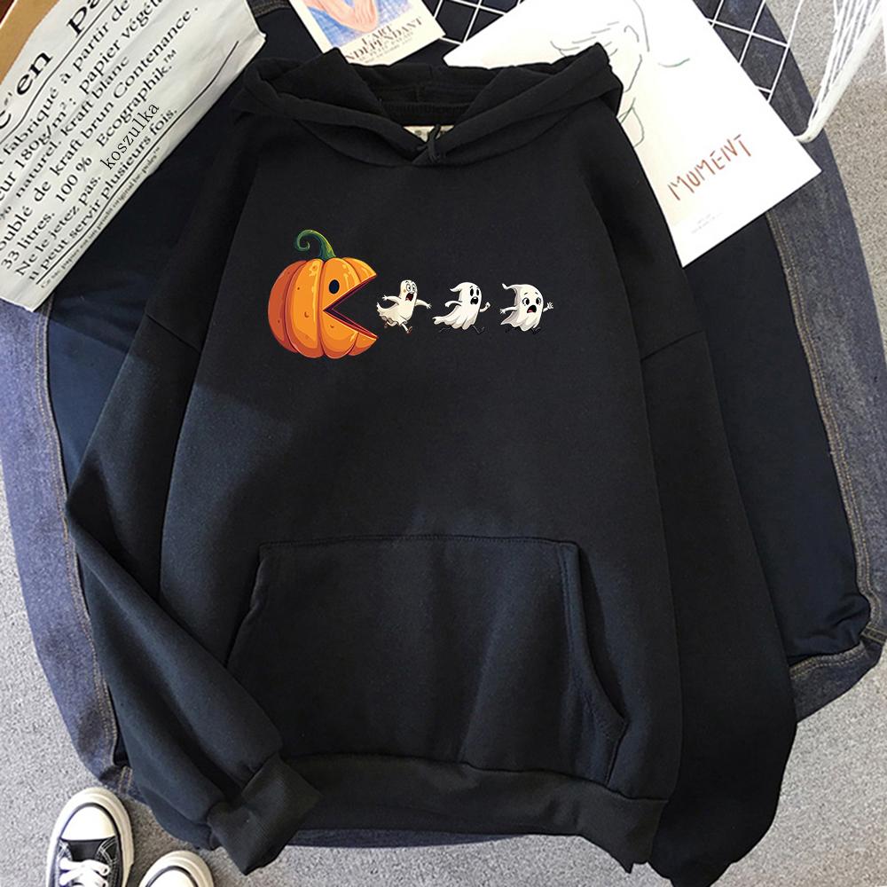 Funny Pumpkin Eating Ghosts Hoodie Women/men Hoodies Autumn Winter Clothes for Halloween Gifts Aesthetic Sweatshirt Vintage