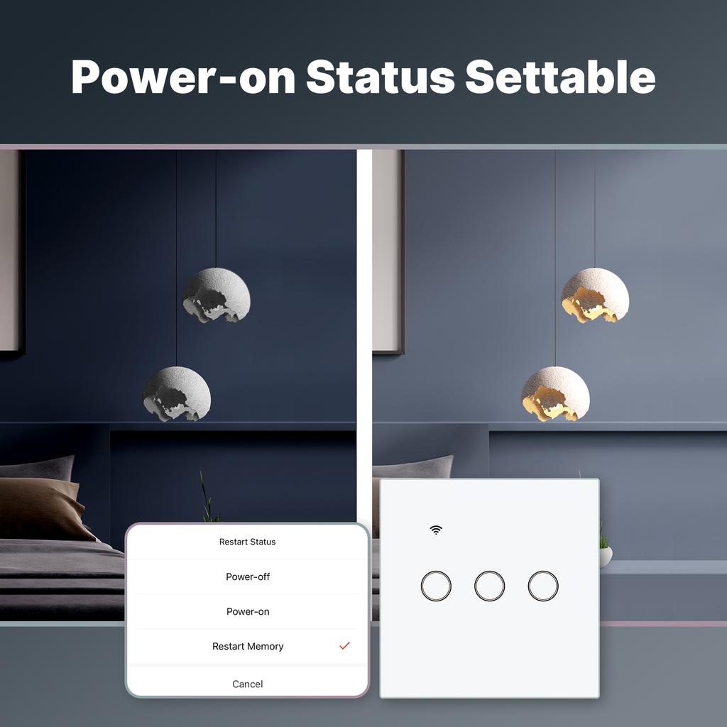 EU Standard Glass Panel,Remote Control Wall-mounted Switch Work With Google Alexa,WIFI Tuya Smart Touch Wall Light Switch