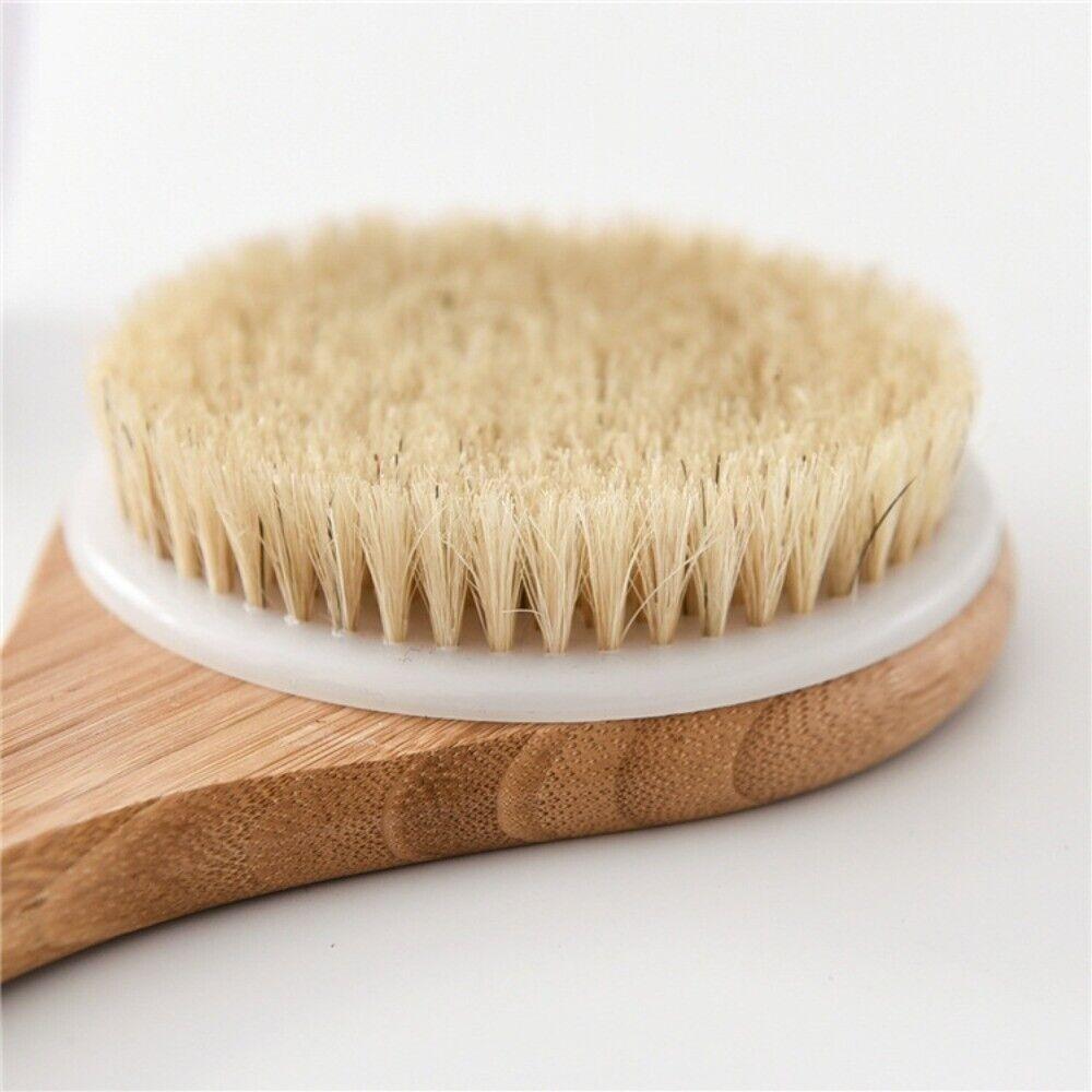 Soft Hair Swine Bristle Bath Brush Portable Shower Brush New Bamboo Bath Brush