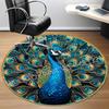 1pc Peacock Feather Art Chair Carpet for Office, Round Non Slip Durable Large Size Office Carpet, Suitable for Office