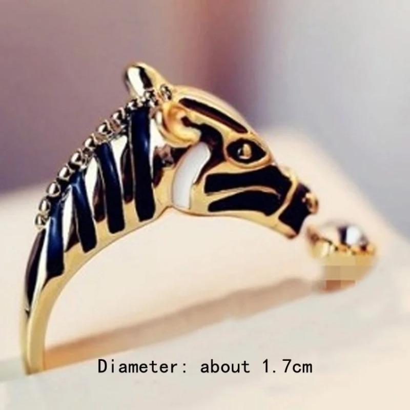 1Pc Women Fashion Horse Head Adjustable Index Finger Opening Ring Characteristic Jewelry