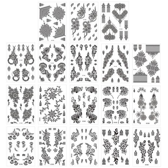 Temporary Tattoos Stickers Fake Body Arm Chest Shoulder Tattoos with Black Lace Flower