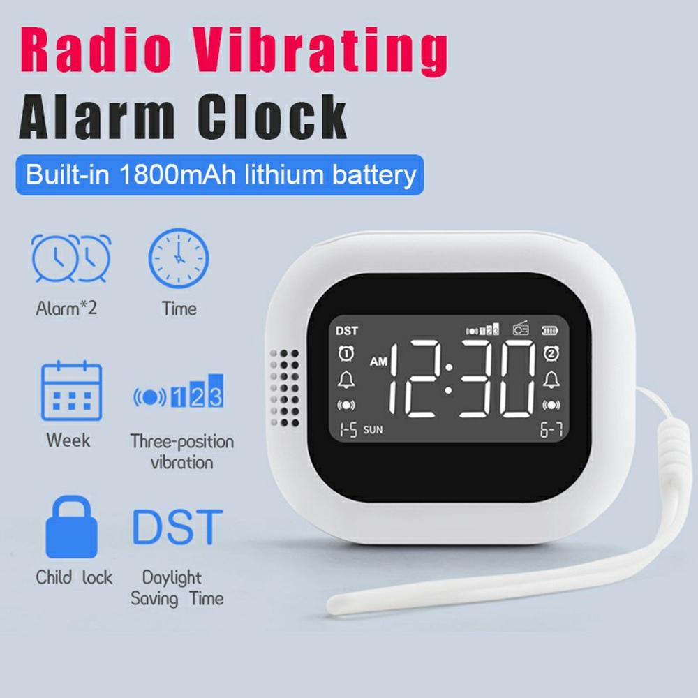 

TS-BC700F Multifunction Vibrating Alarm Clock Portable FM Radio for Deaf Elderly Heavy Sleepers A