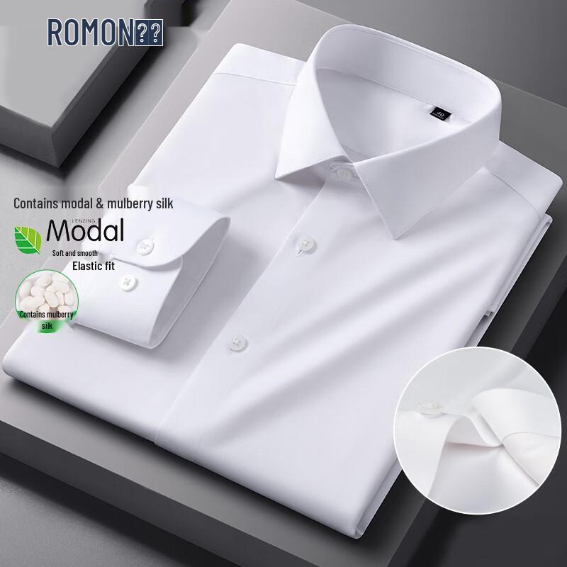ROMON Men s Silk Blend Long-Sleeve Business Shirt 39