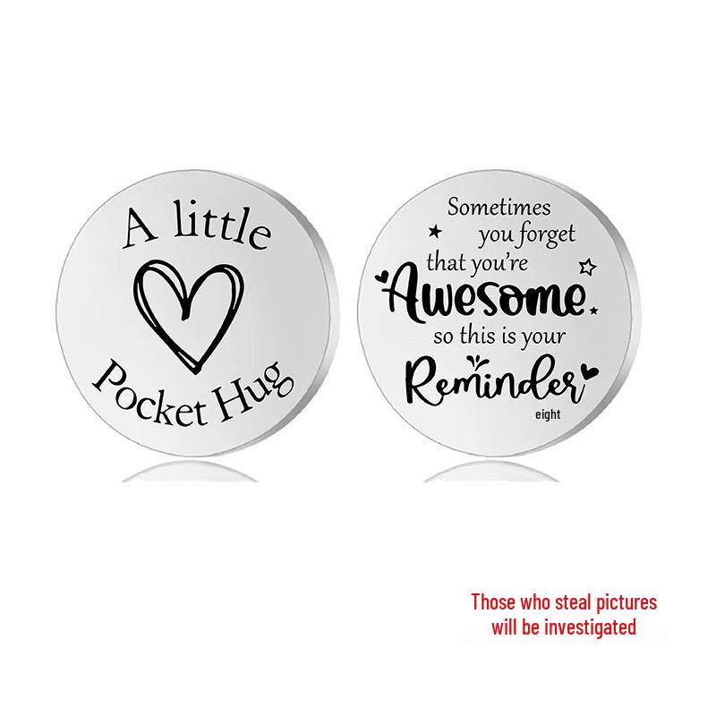 Lucky Charm Motivational Coin: Engravable Stainless Steel Couple & Family Gift Ornament.