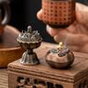 1Pcs Lotus Lamp Incense Stick Burner Alloy Sandalwood Lotus Incense Censer Retro with Hollowed Out Patterns Three Legged Stove