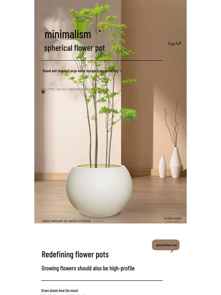 Black King Kong Resin Flower Pot - Large Cream-Style, Round for Living Room