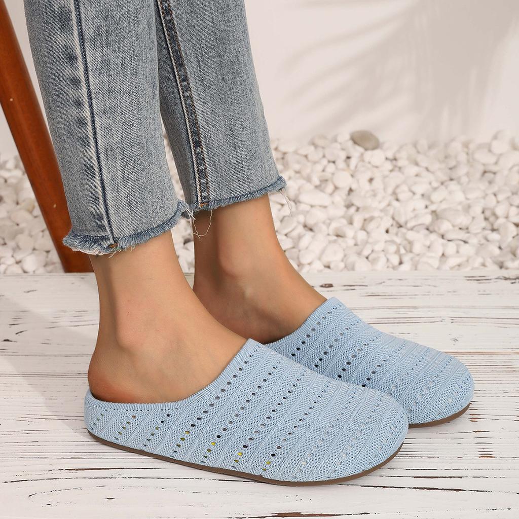 Retro niche woven bag head half slippers women's outer wear summer lazy one pedal comfortable soft sole square head muller shoes
