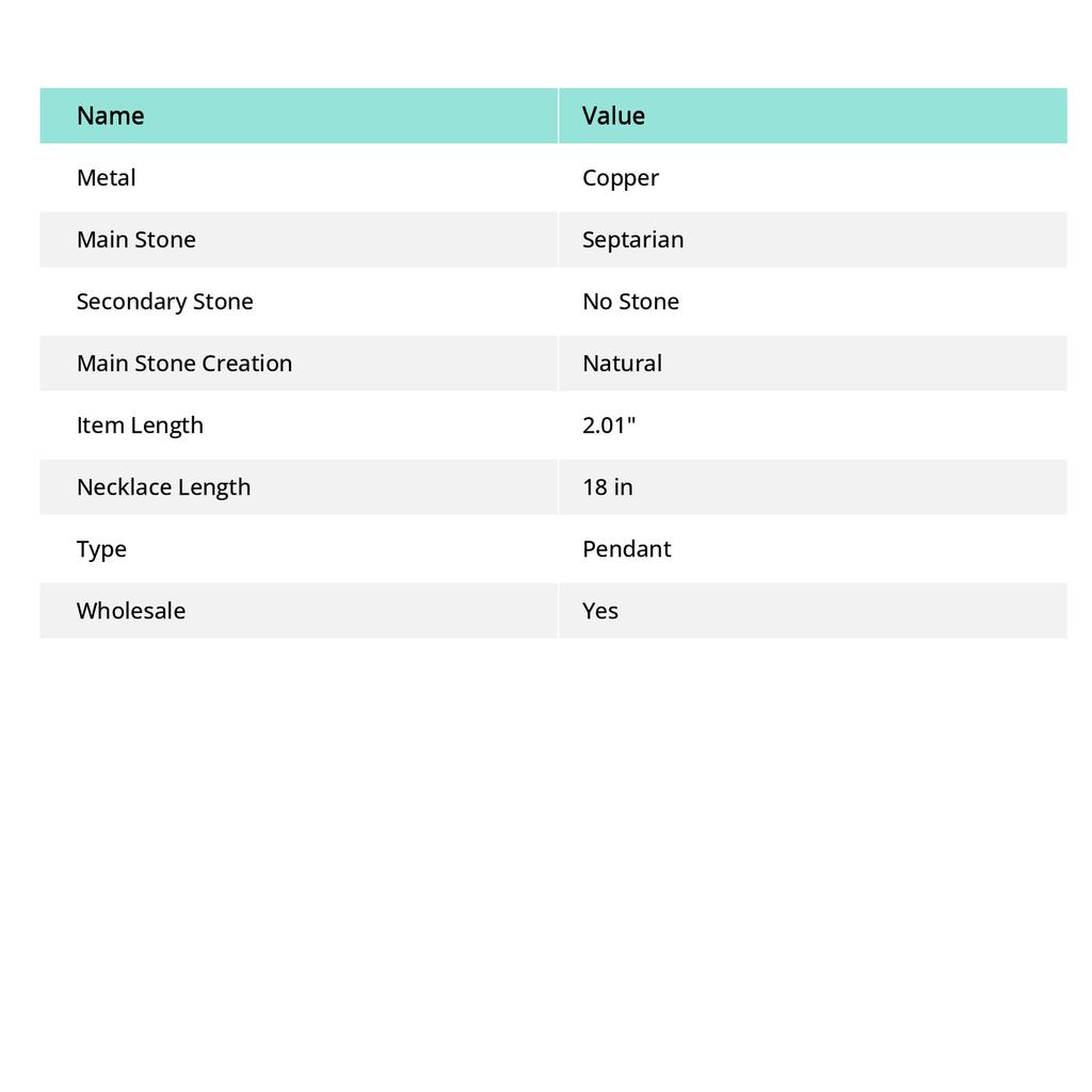 Natural Septarian Gemstone Handmade Copper Fish Wire Wrap Pendant 2.01" q9e72