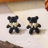 Ins Style New Bear Butterfly Earrings Light Luxury Premium Black Sweet Gentle Temperament Earrings Pearl Earrings