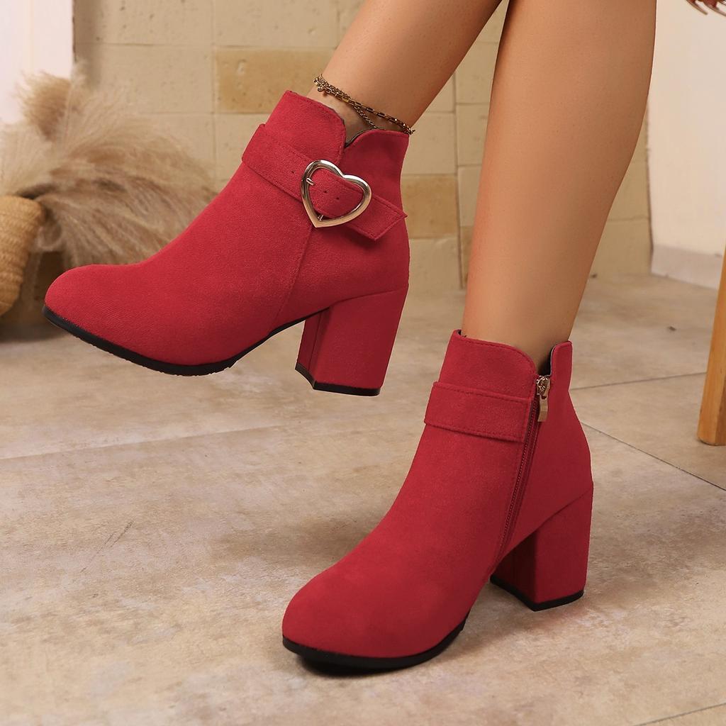 Damen Stiefeletten mit Blockabsatz Frühling/Herbst Mode Einfarbig Seitenreißverschluss Hohe Absätze Sexy Elegant Stilvoll Kurze Stiefel