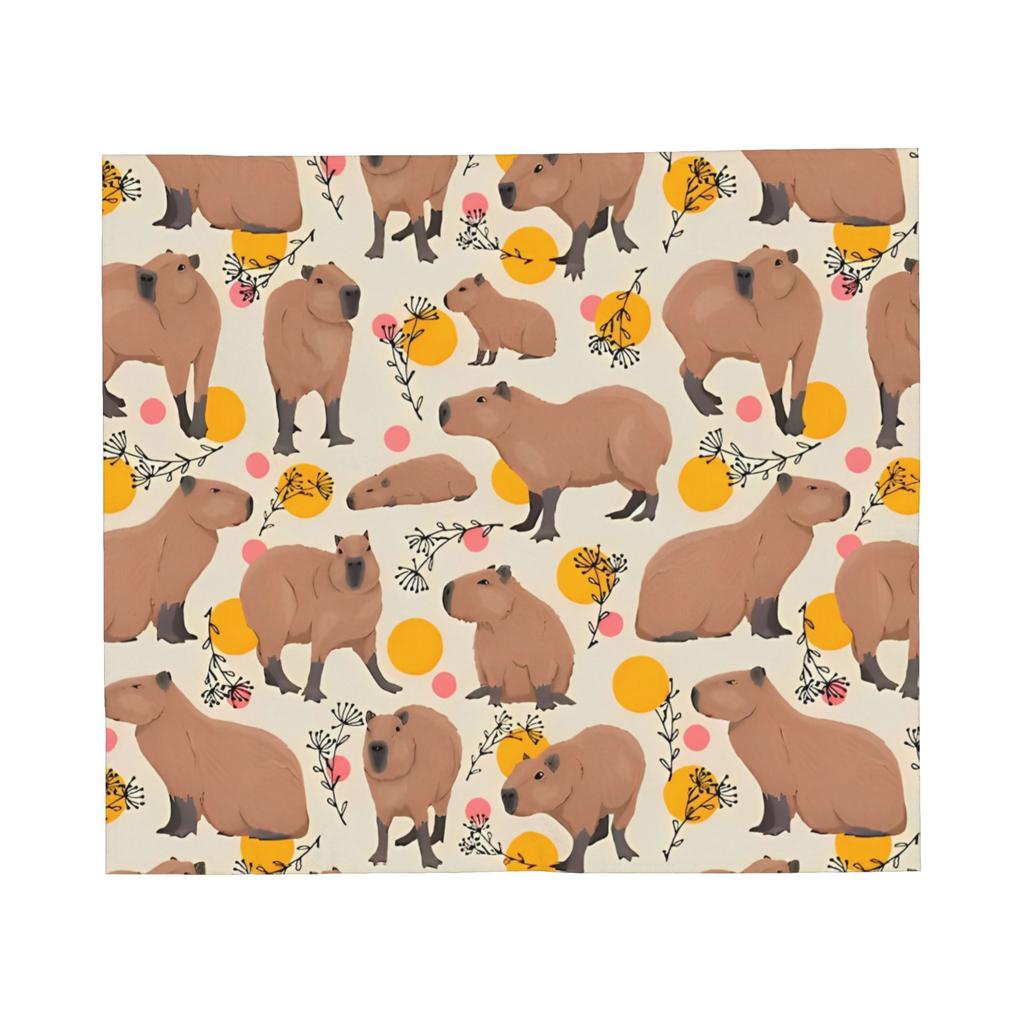 Capybara Cartoon Blanket Fleece Print Multi-function Lightweight Throw Blankets for Sofa Couch Quilt