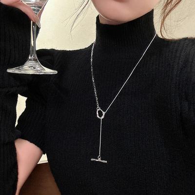 Titanium Steel Splicing Ot Buckle Sweater Necklace Women's Autumn and Winter Light Luxury Accessories Long Sweater Chain