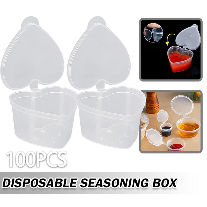 

Aidier 100PCS Одноразовая пластиковая чашка для соуса на вынос Контейнер для хранения продуктов питания Коробка с крышкой