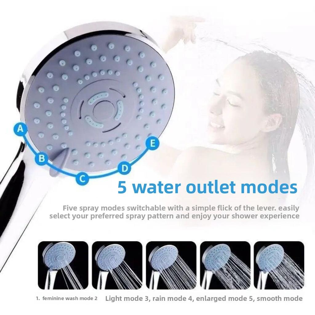 5 Modes Rain Shower Head High Pressure Hand Held Universal Shower Head Save Water Bathroom Shower Set Bathroom Accessories