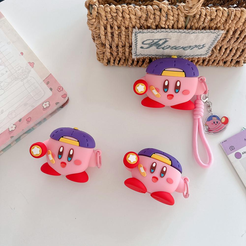 3D Cute Cartoon Anime Star Kirby Earphone Case For Airpods 4 2 3 1 Pro 3 2 Wireless Bluetooth Headset Protective Soft Cover