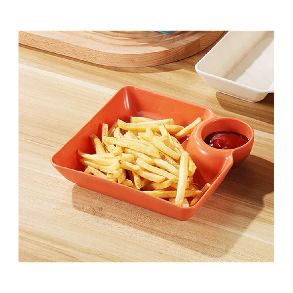 Dumpling Plate Dumpling Plate with Dipping Saucer 7.2inch Divided Chip and Dip Serving Platter Set for Dumpling Snack Sushi