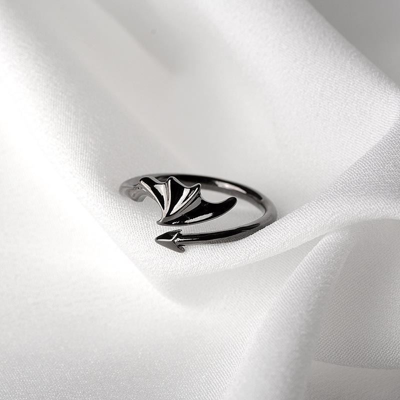 Inele Deschise Retro cu Aripi de Înger și Demon pentru Femei Cupluri Punk Gothic Accesorii Reglabile pentru Degete Cadouri Hip Hop