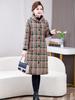 Women's Mid-length Plaid Cotton Coat - Velvet-lined, Thickened for Autumn/Winter