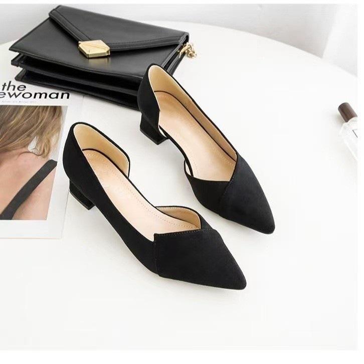 

Autumn shoes 2025 new pointed black medium heel women s single shoes thick heel shallow mouth versatile women s small high heels 40 чёрный