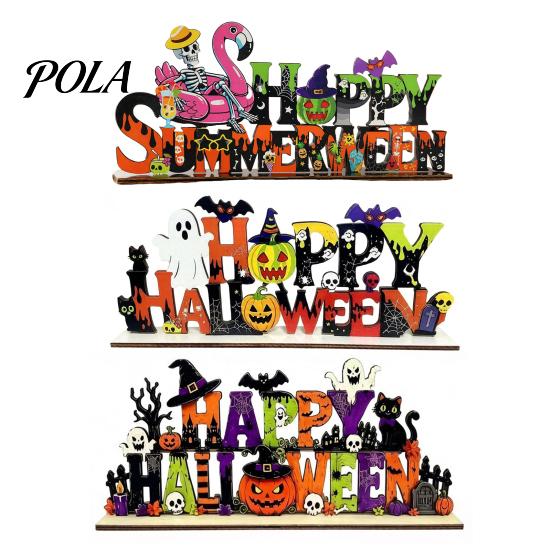 Spooky Halloween Table Centerpieces Happy Wooden Sign Ornaments with Pumpkin Ghost And Bat Elements for Decorations Tiered Tray Decor Autumn