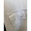 Women White Stand Collar Pocket Long Sleeve Linen Blend Shirt