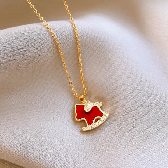 Collier Pendentif Cheval en Alliage Yousheng Léger Hypoallergénique Homme Femme Collier Pull Bijoux de Mode Accessoires Cadeau de Noël Anniversaire