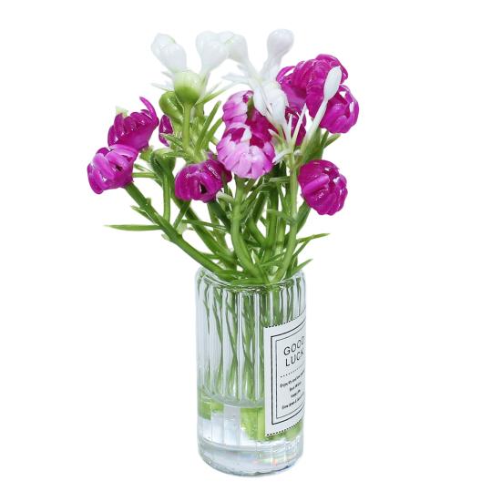 Miniature Flower Vase for Dollhouse, Mini Floral Vase Figurine, Tiny Clear Plants Vase Model, 1/12 Scale Dollhouse Decor Accessories