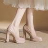 Fashion Elegant French Style Women's High Heels 2025 New Round Toe Ultra Thick Platform Non Slip Fiberglass Sole Comfortable for Adults