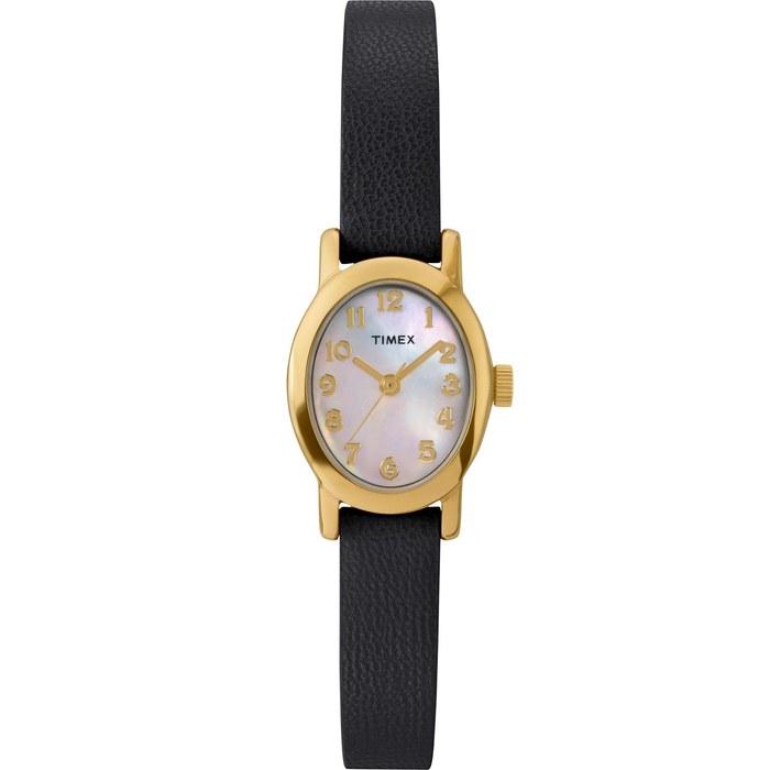 Timex Women s Cavatina 18mm Watch - Black Strap, Mother-of-Pearl Dial, Gold-Tone Case