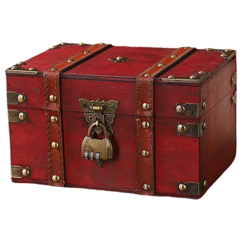 Dekorative Holzkiste für Schmuck und private Besitztümer Elegante Schatztruhe mit kleinem Metallschloss Bürodekoration