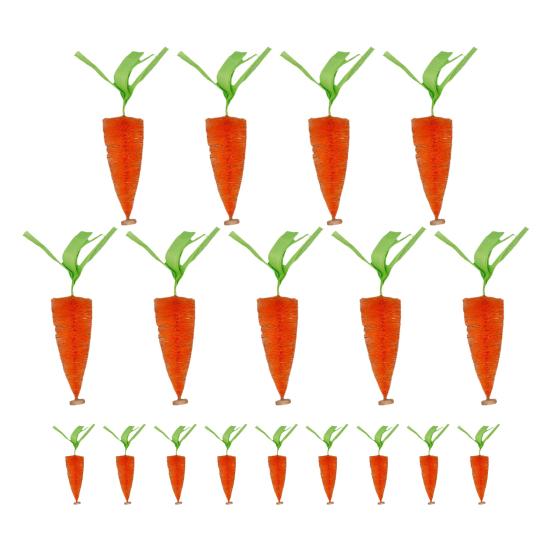 

Yousheng 18Pcs Happy Easter Carrot Ornament with Wooden Base Standing Orange Radish Bottle Brush Tree Holiday Party Desktop Decoration