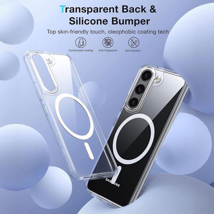 Coque pour Samsung Galaxy S23, Antichoc Transparente avec Cercle Magnétique - 2 Verres Trempés