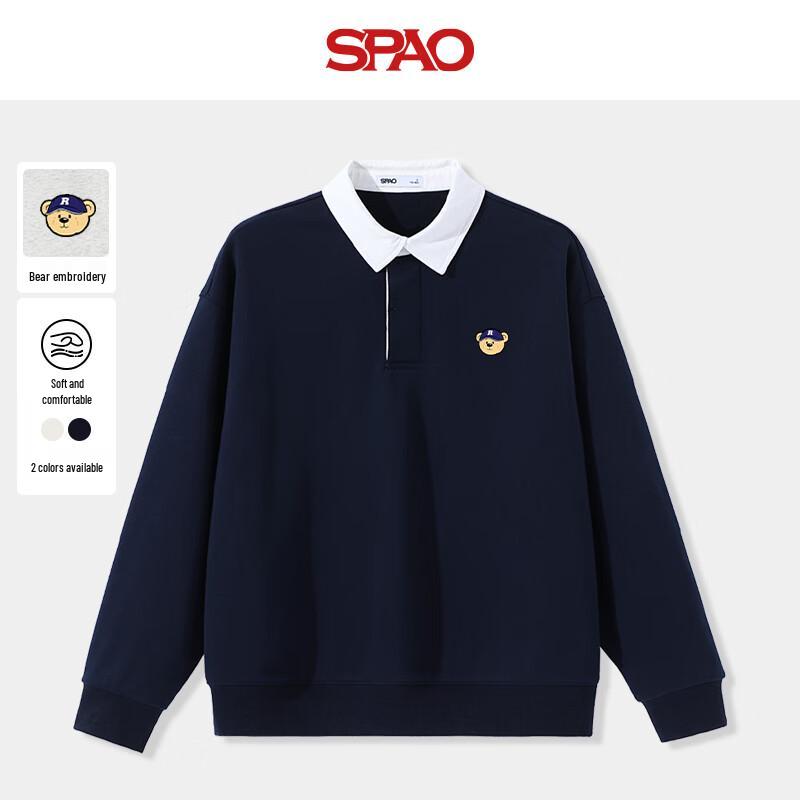 

SPAO Men s Embroidered Bear Lapel Sweatshirt XL