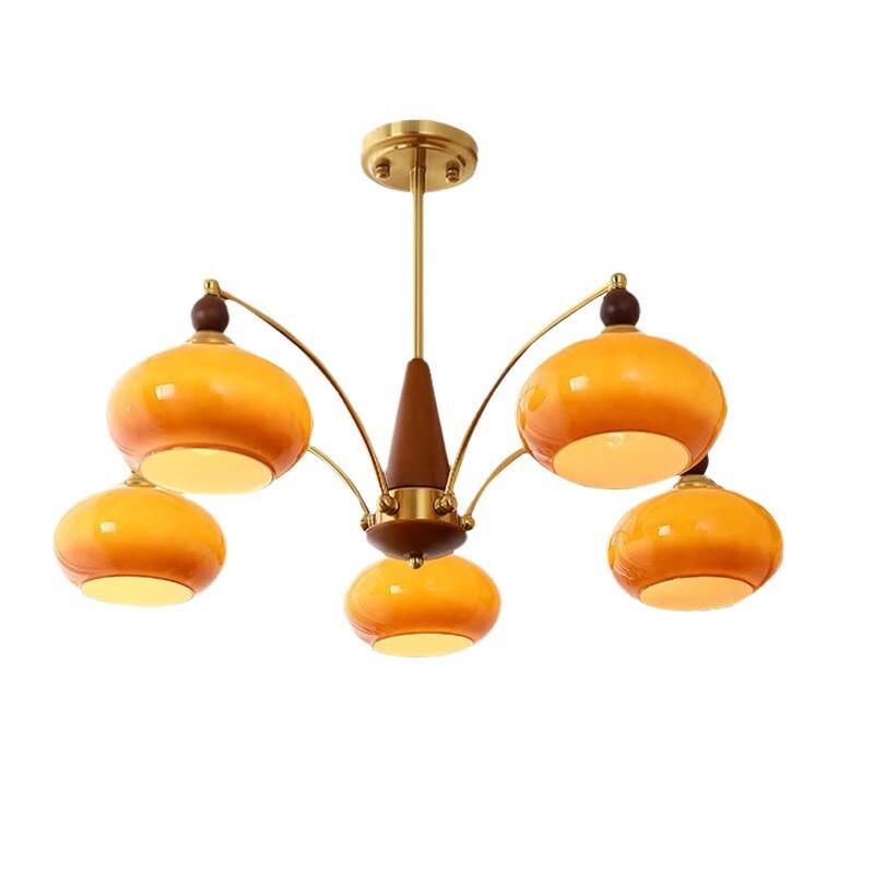 Vintage Persimmon Cream White Glass 8-Light Pendant Lamp