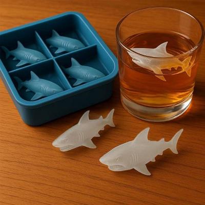 3D Shark Ice Mold Silicone Ice Cubes Molds Reusable Whiskey Ice Cubes Molds DIY Homemade Barware Easy Release